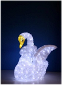 Объемная фигурка "Лебедь" из акрила, с подсветкой белыми светодиодами - 208шт, размер 40х40х20см