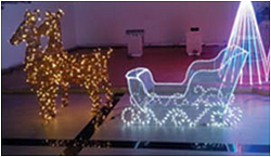 Объемная фигурка "Олени с санями" со сетодиодной подсветкой , размер оленей 132х35х160см, размер саней 170х82х95см