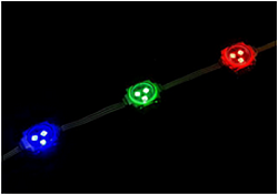 Система RGB DMX занавесей «плей-лайт». Светодиодные пикселы (39 мм.) с тремя SMD RGB светодиодами