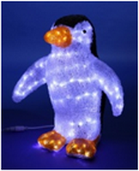 Объемная фигурка "Пингвин" из акрила с подсветкой белыми светодиодами - 120шт, размер 48х31х45см